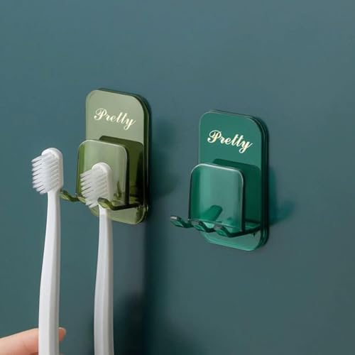 Image of REWOP Adhesive Wall Hooks for Heavy Items Stainless Steel, PVC, ABS Nail Free Seamless Adhesive Non-Trace No Drilling Installation Hanging, Waterproof Screws Wall Hook (Toothbrush Holder Sticker, 5)