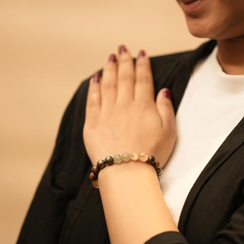Image of Money Magnet Bracelet for Men & Women | Pyrite & Tiger Eye Crystal Band with Citrine, Aventurine Natural Stone Beads | Financial Growth, Confidence, Positive Energy & Stylish Daily Wear | bracelet for men and women