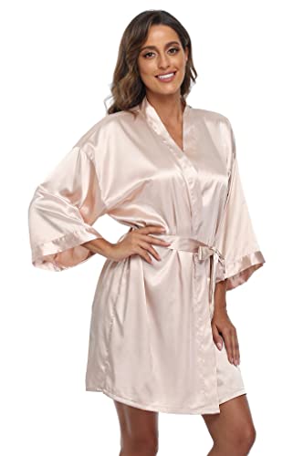 Image of Super Shopping-zone Women's Pure Bride Robes Embroidery Bridesmaid Robes Bridal Party Kimono Robe Wedding Sleepwear