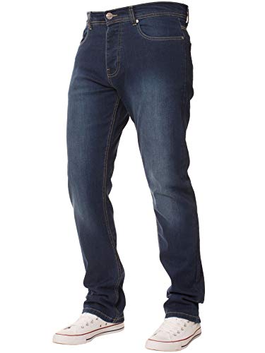 Enzo Mens Jeans Stretch Gamba Dritta Regular Fit Pantaloni Denim Big Tall Tutte Le Vita Stonewash W40 / L30