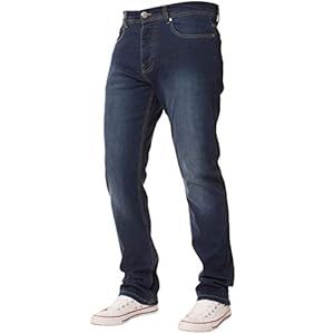 Enzo Mens Jeans Stretch Straight Leg Regular Fit Denim Pants Big Tall All Waists