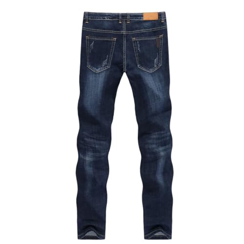 Men's Slim Straight Jeans Dark Wash Stretch Denim Pants Casual Full Length Trousers3