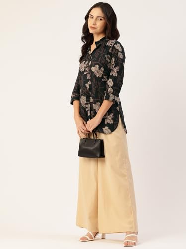 Image of feranoid Classic Collared Cotton Shirt with 3 /4 Sleeve for a Timeless Casual Look
