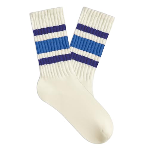 Image of American Trends Womens Novelty Striped Crew Socks Athletic Vintage Slouch Mid Calf Tube Socks