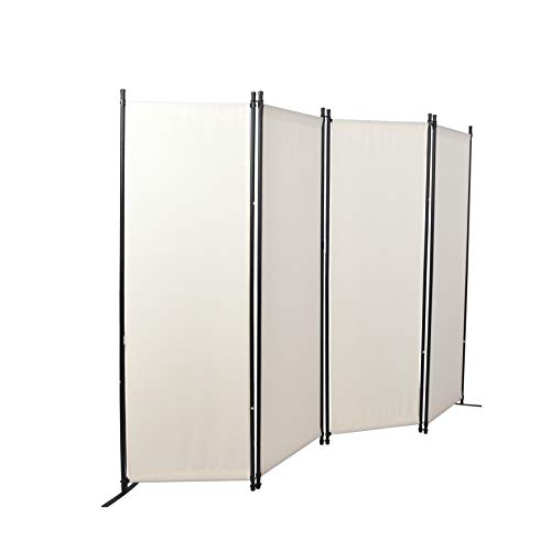 Ecolinear 4 Panel Room Divider Folding Screen Home Office Dorm Indoor Decor Privacy Accents (White)