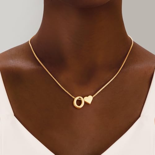 Initials A-Z with Heart Pendant Necklaces for Women Teen Girls - 18K Gold Plated Dainty Necklace Birthday Gifts Jewelry2
