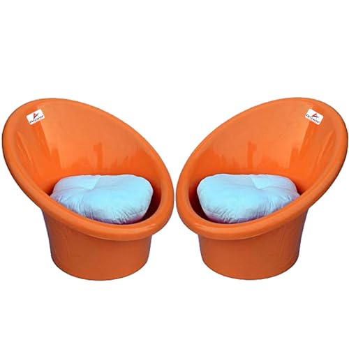 Image of Tub Chairs /ARM Chairs /Chairs for Home, Living Room /Indoor and Outdoor Chairs with Complimentary Cushions Set of 02 (Orange)