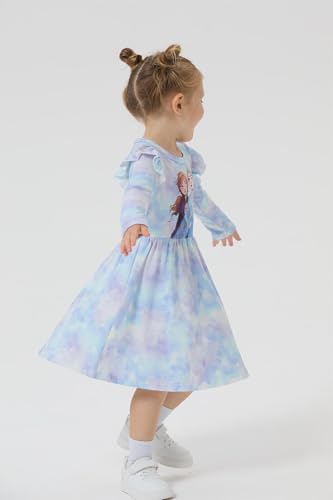 Disney Princess Frozen Elsa Minnie Mickey Stitch Ruffle Sleeve Dress A Line Long Sleeve Kids Clothes Baby to Toddler3