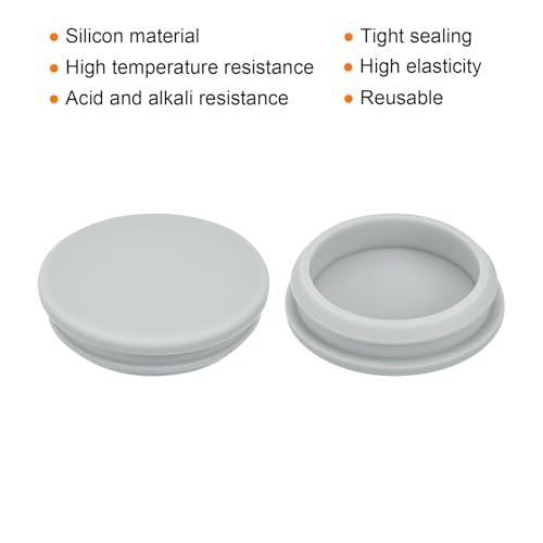 Image of MECCANIXITY 2pcs Silicone Snap in Locking Hole Plugs,46.6mm /1.8 Inch Mounting Diameter Narrow Groove Width 5mm Panel Seal Cover Round for Kitchen Bulkheads Waterproof Sealing Plugs Grey