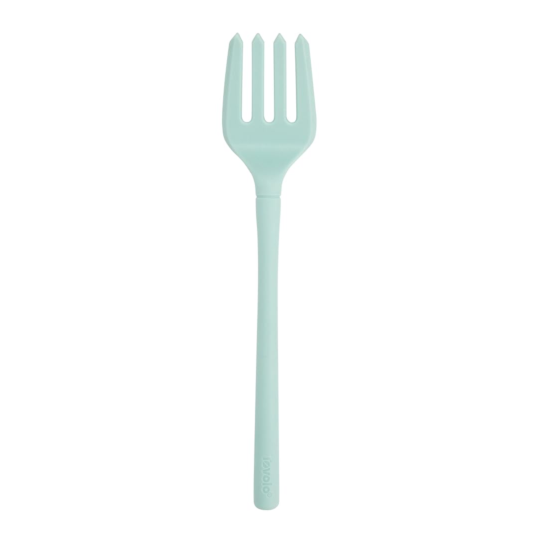 Tovolo Flex Core Silicone Fork Aqua Seafoam Green Large Cooking Fork for Spaghetti Twirling Mixing Shredding, Heat Resistant Silicone Fork Kitchen Utensil, BPA Free Spaghetti Twirling and Cooking Fork