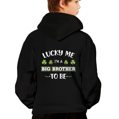 St. Patrick's Day Lucky Me A Big Brother To Be Hoodies for Teen Girls Boys Lightweight Kangaroo Pocket Sweatshirt2