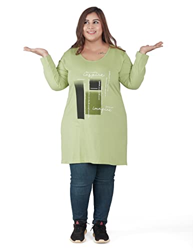 Image of CUPID Women Plus Size Cotton Round Neck Full Sleeves T-Shirt, Nightwear, Sleepwear, Daily Use Gym n Lounge Wear Long Tops for Ladies 3XL to 7XL