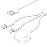 Moowarm Apple Watch用 充電器 [MFi認証済] アップルウォッチ 充電ケーブル apple Watch 充電 ケーブル 3in1 磁気充電 USBコネクタ WatchとphoneとType-C 機器 同時充電​対応 急速充電 幅広い互換性Series 8/7/6/SE/5/4/3/2/1全シリーズ対応 置くだけ 持ち運び便利(ホワイト)