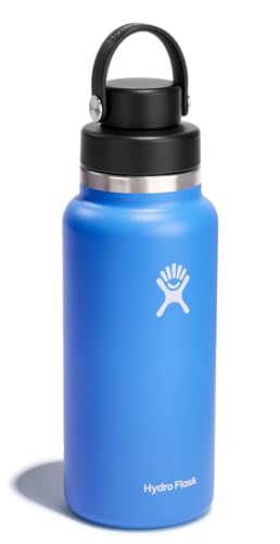 Image of Hydro Flask Water Bottle - Insulated Stainless Steel - Wide Mouth Chug Lid, Non Spill, Leakproof in 32 Oz Cascade Blue