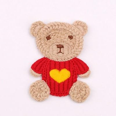 Naszywka haftowana 6,5 * CM 30 SZTUK Cartoon Bear Ręcznie robione szydełkowe aplikacje Szydełkowe naszywki kwiatowe Małe haftowane Aplikacje do prasowania na odzież(Pink)