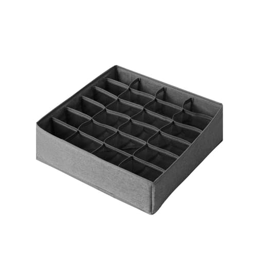 REVGOZU Underwear Organizer with Drawer Dividers, Foldable Fabric Dresser Closet Organizers Bins, Bedroom Cabinet Organization and Storage Box for Baby Clothes, Undies, Ties,Sock-Dark Grey (24cell)
