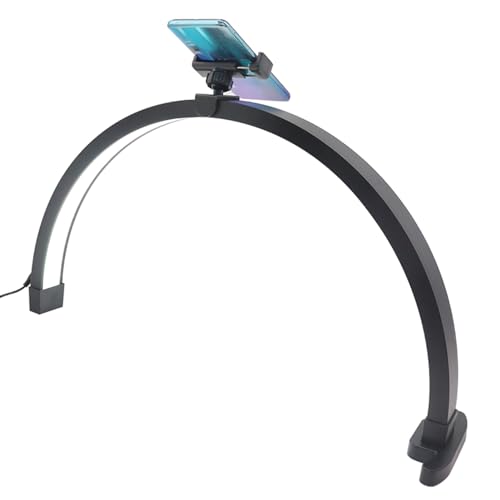 Lampe de Bureau Demi-lune, Lampe de Bureau pour Ongles de 20 Pouces, 20 W 3200 à 5600 K 1500 Lm, Lampe Pliable pour Arc de Cils avec Contrôleur Tactile, Clip de Support de