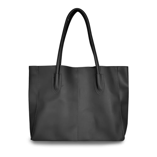 FuninCrea Borsa Donna Tracolla Pelle PU Impermeabile, Borsa Tracolla Donna Grande Capacità Tote Bag Università Borsa Spalla Donne Grande Borsa a Mano Donne per Lavoro, Shopping, Viaggi (Nero)