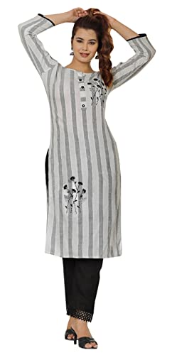 Kurti en rayonne brodée avec ensemble pantalon indien chic pour femme