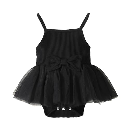 Image of OPAWO Newborn Baby Girl Dress Infant Summer Romper Dress Sleeveless Onesie Halter Romper Tulle Dress One Piece Bodysuit 0-18M