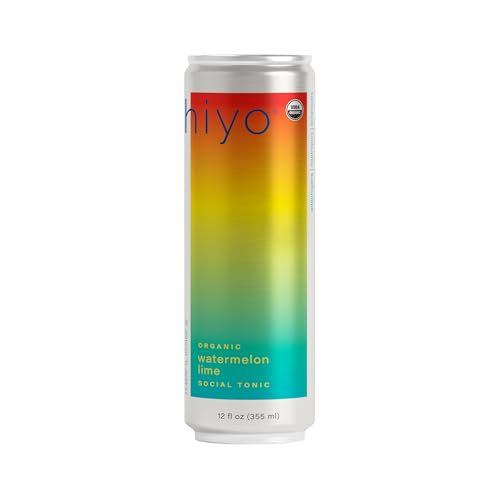 Hiyo Organic Social Tonic - Watermelon Lime, 12 FZ - N.A. Functional Seltzer, Sparkling Water Crafted with Organic Adaptogens, Nootropics & Botanicals