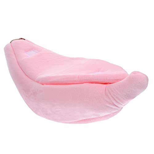 COSMEVIVI バナナペットベッド マウス 大型犬用ベッド うさぎ ダックスフンド バニーハウスと隠れ家 生き物 ネスト フェレット ぴったり フリース 人間 籐 ウサギ おもちゃ Pp綿 ピンク