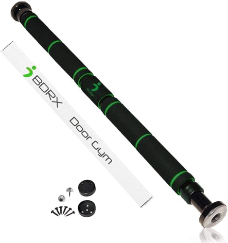 BODYROX Pull Up Bar/Chin Up Bar | Premium Doorway Home Gym Fitness Bar with Locking Feature and Extended Hand Grips | Household Indoor Wall Bar, Home Fitness
