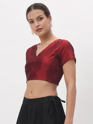 Image of studio rasa Women's Silk Blend Stretchable Blouse for Festive Wedding Party
