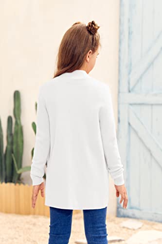 Image of Girls Cardigan Kids Open Front Oversized Sweater with Pockets | Casual Cardigans, Soft Knit, Long Sleeve, Uniform Cardigan for Girls, 7-14 Years