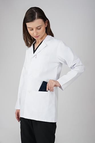 Image of PRAGATI TRENDS Women's Lab Coat Full Sleeves - Polycotton Blend, Button Closure, Long Sleeve, White - Medical, Doctor, Dentist, Hospital Use