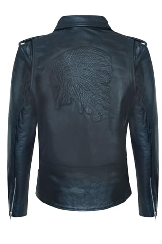 Men's Brando Biker Embossed Leather Vintage Jacket