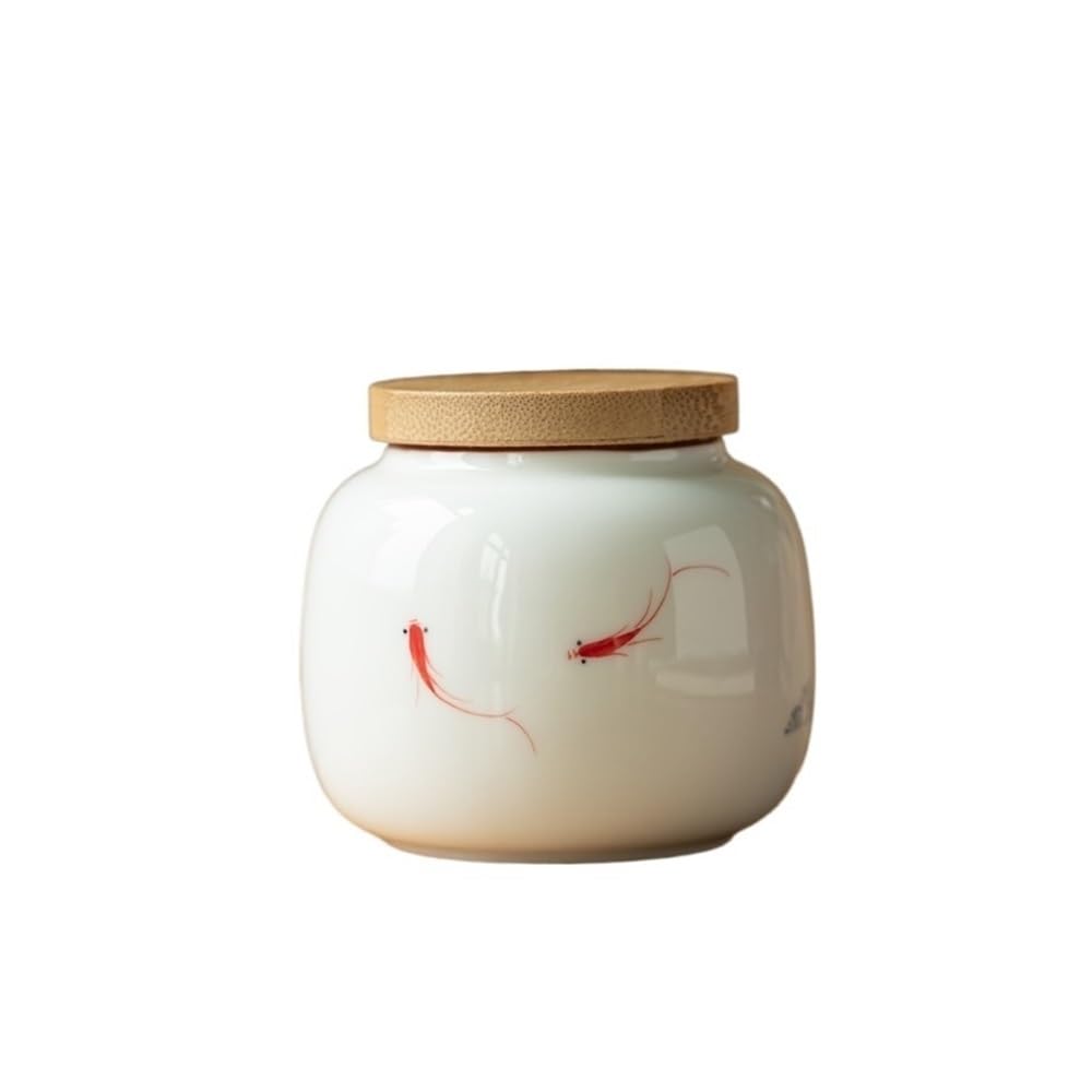 CHENGAIJIAN Tea Canister White Porcelain Hand-painted Tea Canister Chinese Small Storage Jar For, Coffee, Herb, Sugar, Spice, Nuts