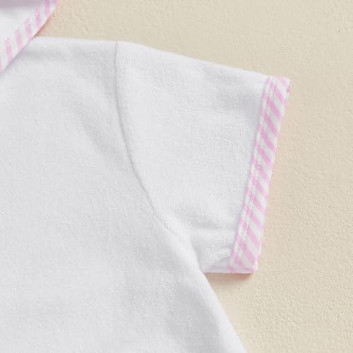 Image of Girls Boys Hooded Terry Coverups One Piece Swimsuits Summer Striped Trim Zip Up Short Sleeve Swim Cover Up Beachwear