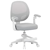 MARK ADLER Junior 3.1 - Schreibtischstuhl Kinder Ergonomisch - Kinderstuhl Schreibtisch mit Fußstütze - Schreibtischstuhl Mädchen & Jungen - Mitwachsend 90-170cm - Klappbare Armlehnen - Grau