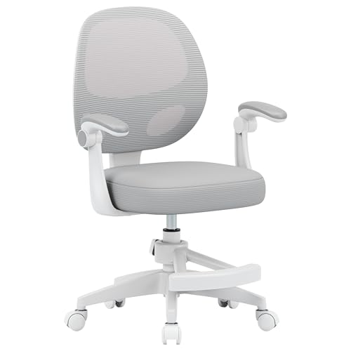 MARK ADLER Junior 3.1 - Schreibtischstuhl Kinder Ergonomisch - Kinderstuhl Schreibtisch mit Fußstütze - Schreibtischstuhl Mädchen & Jungen - Mitwachsend 90-170cm - Klappbare Armlehnen - Grau