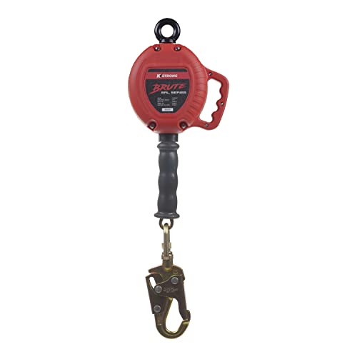 KStrong UFS310010 Brute Self-Retracting Lifeline Galvanized Steel Wire SRL Cable with Swivel Snap Hook, Built-in Handle, Includes Installation Carabiner, ANSI Compliant, 10-Ft