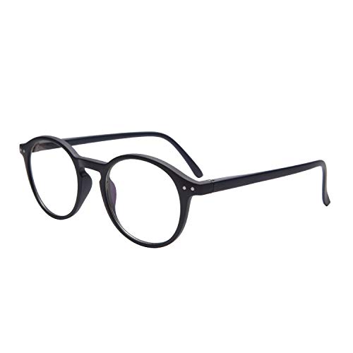 Madison Avenue Blue Light Glasses, Spring Hinges Anti Eyestrain & UV Protection Retro Round Computer Eyeglasses Men Women (Dark Blue)