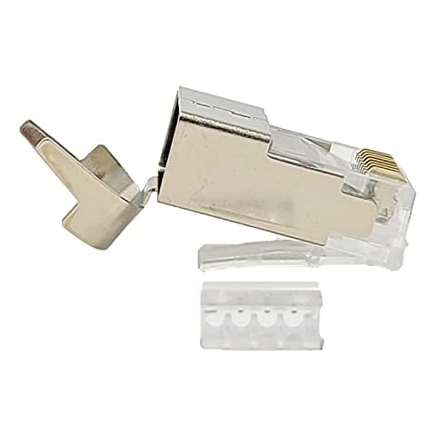 Micro Connectors CAT6A / CAT7 Metal Shielded (FTP) RJ45 Connectors 20-Pack, Silver, C20-088L7S-20 Cover