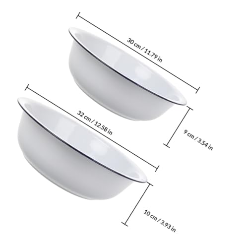 BESPORTBLE 2 Pcs White Enamel Mixing Bowls 30cm 32cm miniatura 2