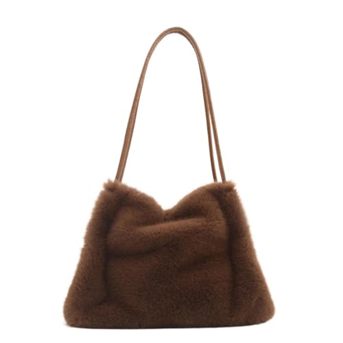 Wiffe seau classique en fourrure, épaule en, Dark coffee