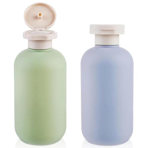 JYTDBCS Squeeze Bottles 2 Pack 200 ML Refillable Plastic Travel Containers Empty Bottles With Disc Top Flip Cap Travel Accessories for Shampoo Creams Lotion Conditioner