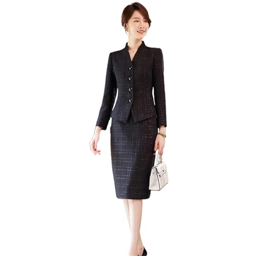 Ensemble veste et jupe en tweed : le confort de travail pour femme