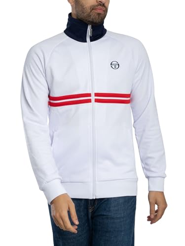Image of Sergio Tacchini Men's Dallas Track Jacket, White/Maritime Blue/Adrenaline Rush, XL