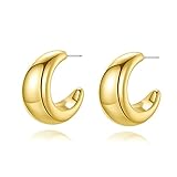 Chunky Stud Half Hoop Earrings for Women Stud Half Open Earrings Filled Simple Hypoallergenic Jewelr