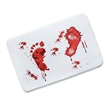 Valcatch The Murder Mat Halloween Bath Bloody Footprint Bath Mat Changes Color Instantly Turns Red When Wet Shower Mat Non-Slip Rug Prank Blood Rug Great Novelty Prank Gifts (A)