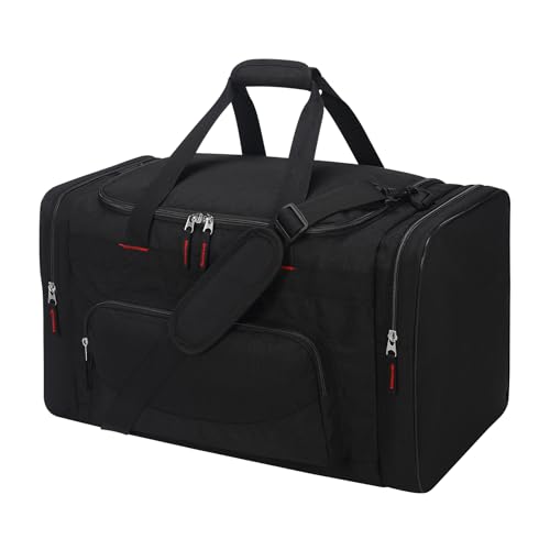 ZZY Sac Sport Homme 55L avec 2 Poches Latérales - Grand Sac de Voyage Polyvalent pour Fitness, Sport et Week-End - Dimensions : 56 x 30 x 33 cm (Noir)