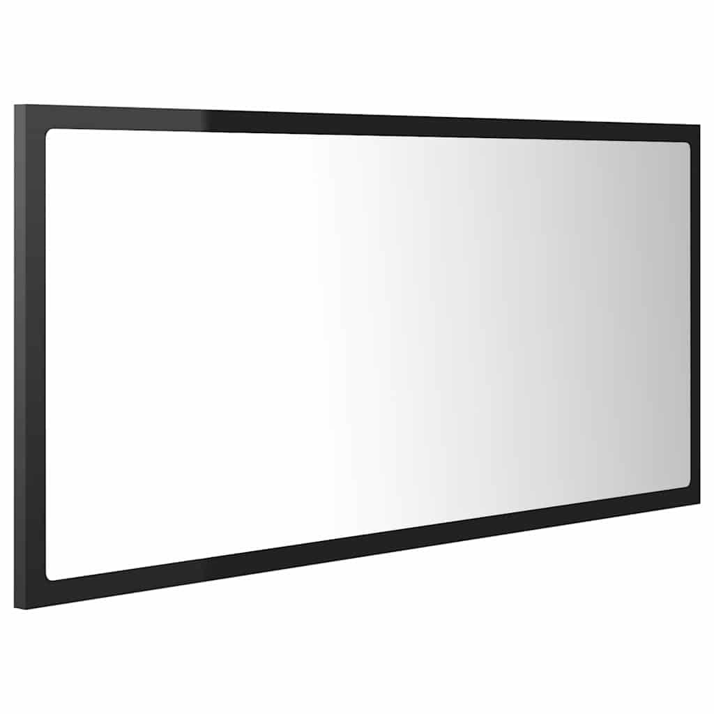 Home strumenti-Specchio da Bagno a LED Nero Lucido 90x8.5x37 cm Acrilico