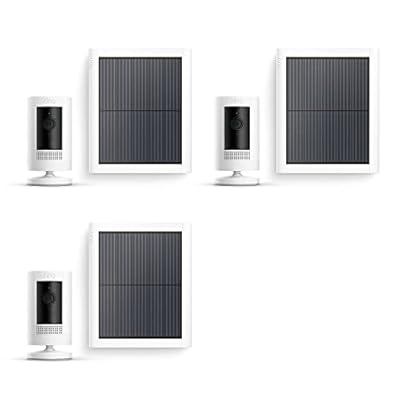 Ring Cámara exterior solar  Stick Up Cam  | Cámara de vigilancia wifi HD para tu domicilio con comunicación bidireccional  instalación fácil | 30 días gratis de Ring Home | 3 Cámaras