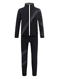 Kaerm Kinder Mädchen Eislauf Outfit Anzug Langarm Sport Eiskunstlauf Jacke Reißverschluss Vorne Strass Glänzend Eislaufhose Set Sportswear Schwarz 158-164