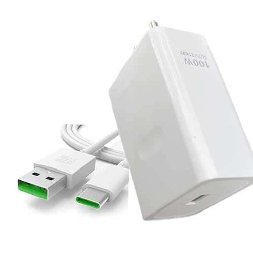 Image of Original Fast SuperVOOC 100W Adapter with USB to Type C Cable Compatible for Oppo A77 /A78 /F23 Pro 5G /F23 5G /F21s Pro 5G /Reno 10 /Reno 10 pro /reno10 pro plus /reno9 /reno 9 pro (Adapter and Cable) (FIX21)